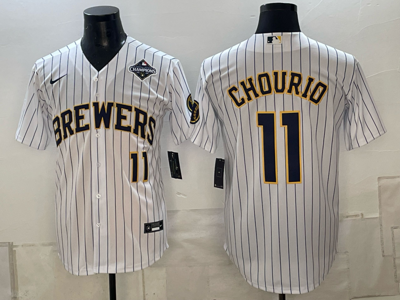 Men 2026 Milwaukee Brewers #11 Chourio White Game Nike MLB Jersey 101103